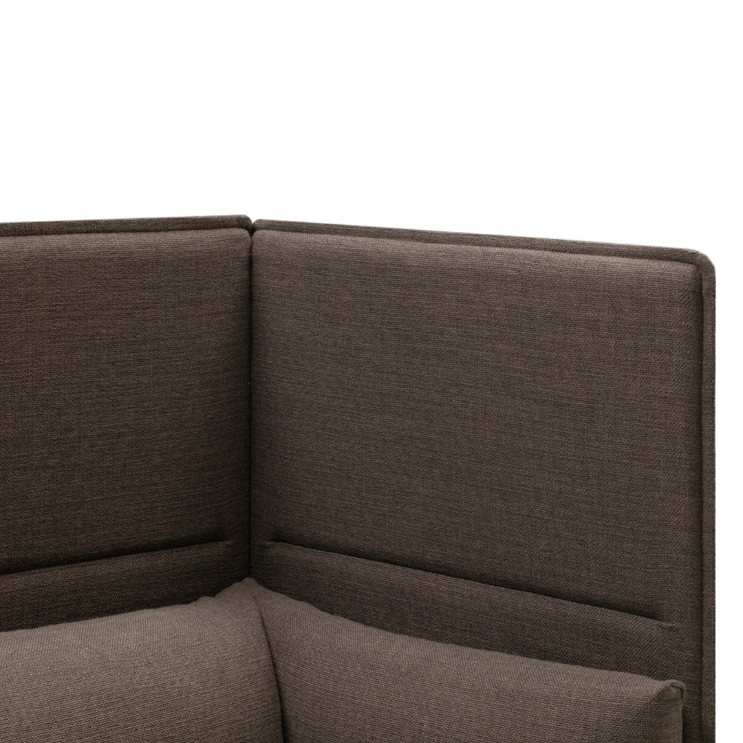 Dark brown textured upholstery with subtle pattern, perfect for modern furniture aesthetics.