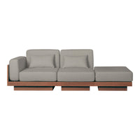 Light gray upholstery with clean lines and a modern design, complemented by a sleek wooden base. Ideal for contemporary spaces.