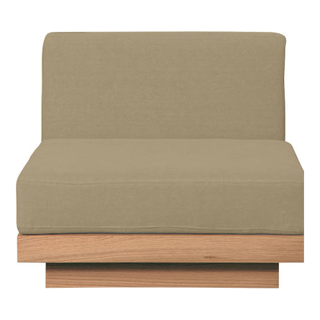 Beige upholstered chair with a simple, solid fabric pattern and a wooden base. Ideal for modern and minimalist decor.