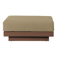 Beige cushion on a dark wood base, featuring a smooth, clean design with a minimalist style. Perfect for modern decor.