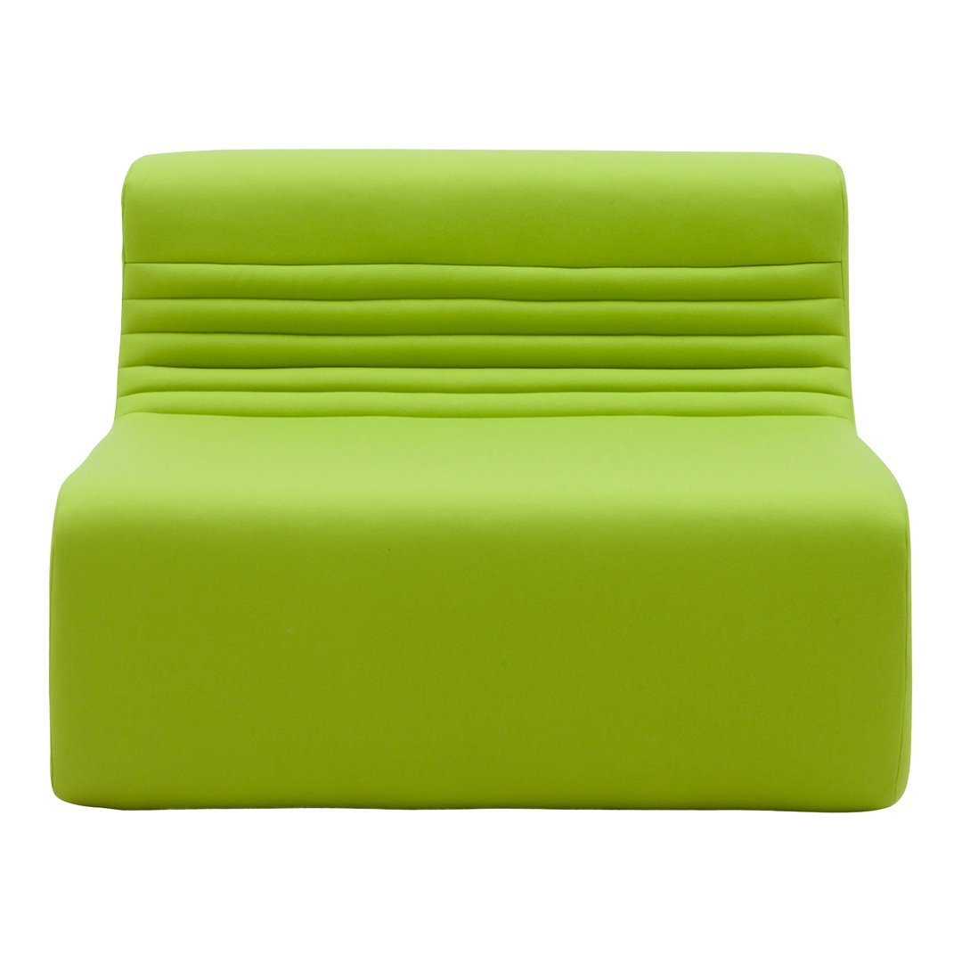 Bright lime green sofa with smooth and ribbed texture, perfect for adding a modern touch to any space.