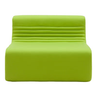 Bright lime green sofa with smooth and ribbed texture, perfect for adding a modern touch to any space.