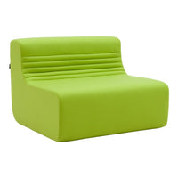 Bright green modern chair with ribbed backrest design, perfect for vibrant decor.