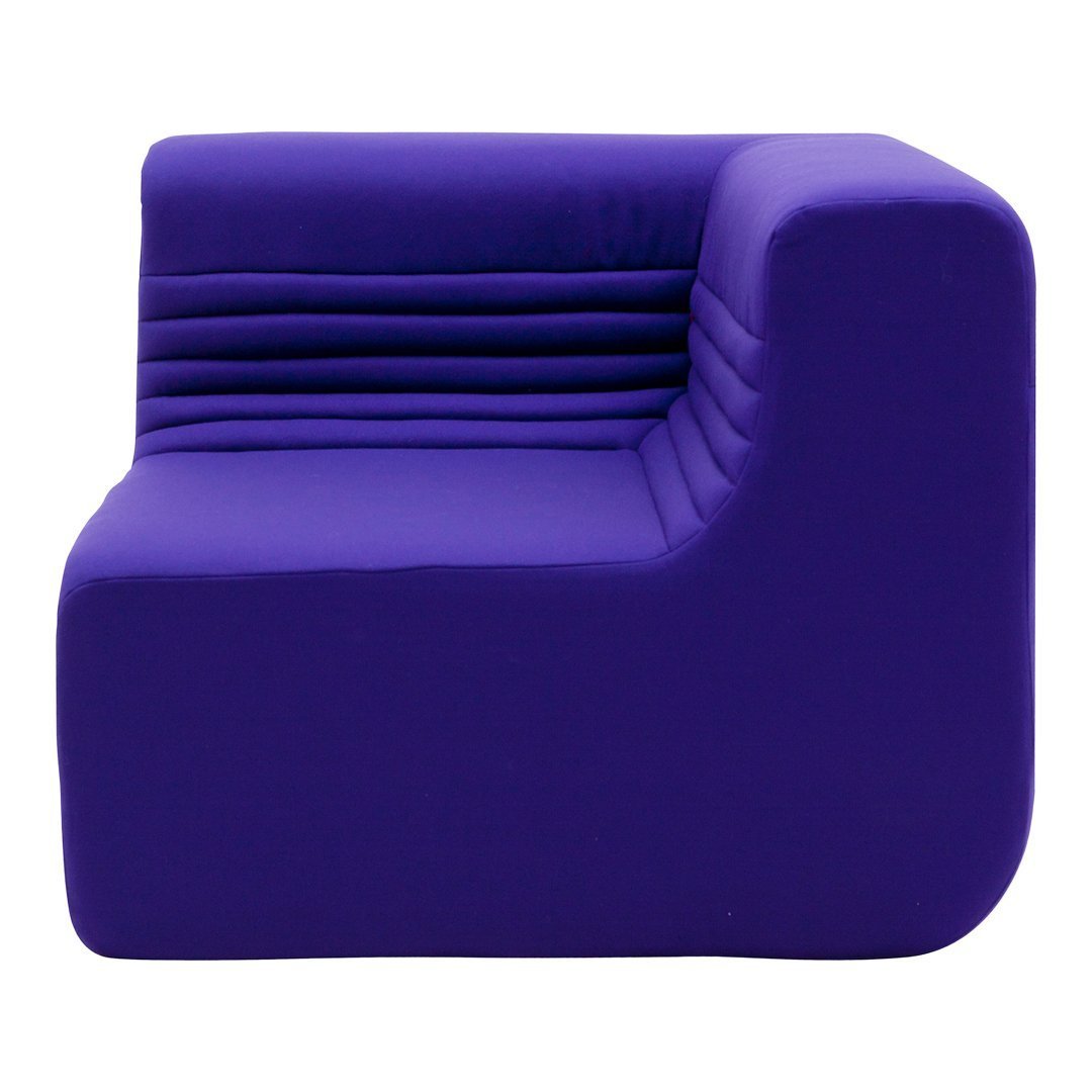 Purple modern chair with smooth upholstery and subtle ribbed pattern on the back. Perfect for contemporary decor.