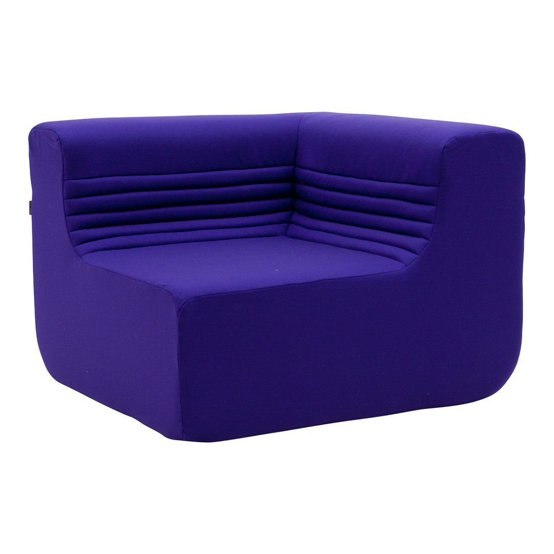 Stylish purple accent chair featuring ribbed cushions for a modern look and comfortable seating.