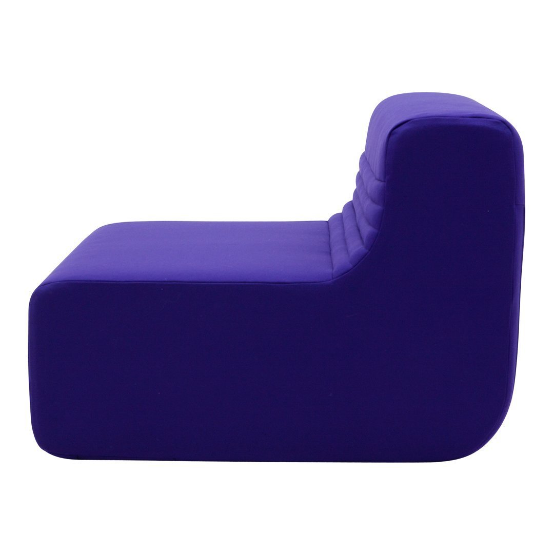 Vibrant purple chaise lounge with smooth upholstery and sleek, modern design, perfect for contemporary spaces.