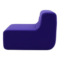 Vibrant purple chaise lounge with smooth upholstery and sleek, modern design, perfect for contemporary spaces.