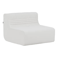 White modern chair with minimalist design and subtle ribbed detailing. Ideal for contemporary home decor.