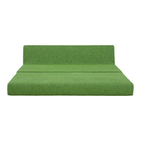 "Vibrant green sofa with a textured pattern, perfect for modern living spaces."