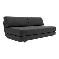 Sleek black fabric sofa with a modern design and smooth, minimalist lines. Perfect for contemporary decor.