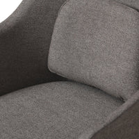 Gray upholstered chair featuring a textured pattern with a contrasting lighter gray cushion. Modern and stylish design.