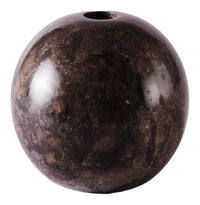 Round dark marble vase with a smooth finish and subtle gray and brown veining. Elegant and modern decor accent.
