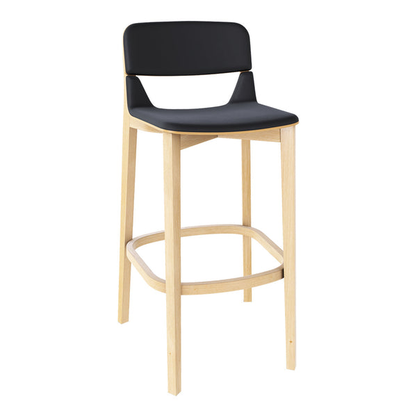 Leaf Barstool w/ Backrest - Seat Upholstered - Oak Frame