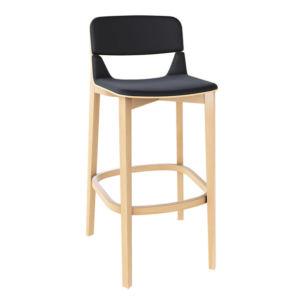 Leaf Barstool w/ Backrest - Seat Upholstered - Beech Frame