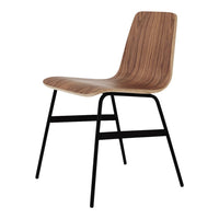 Natural wood finish with a sleek black metal frame; minimalist design enhances any modern space.