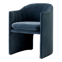 Dark teal upholstered chair with vertical ribbed pattern and sleek, modern design. Ideal for stylish interiors.