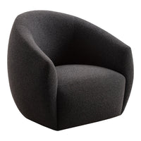 Textured dark gray armchair with a modern round shape, perfect for contemporary interiors.