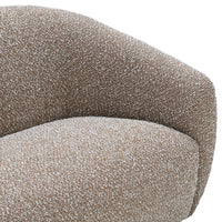 Textured brown upholstery with subtle specks, featuring a soft, rounded design perfect for modern interiors.