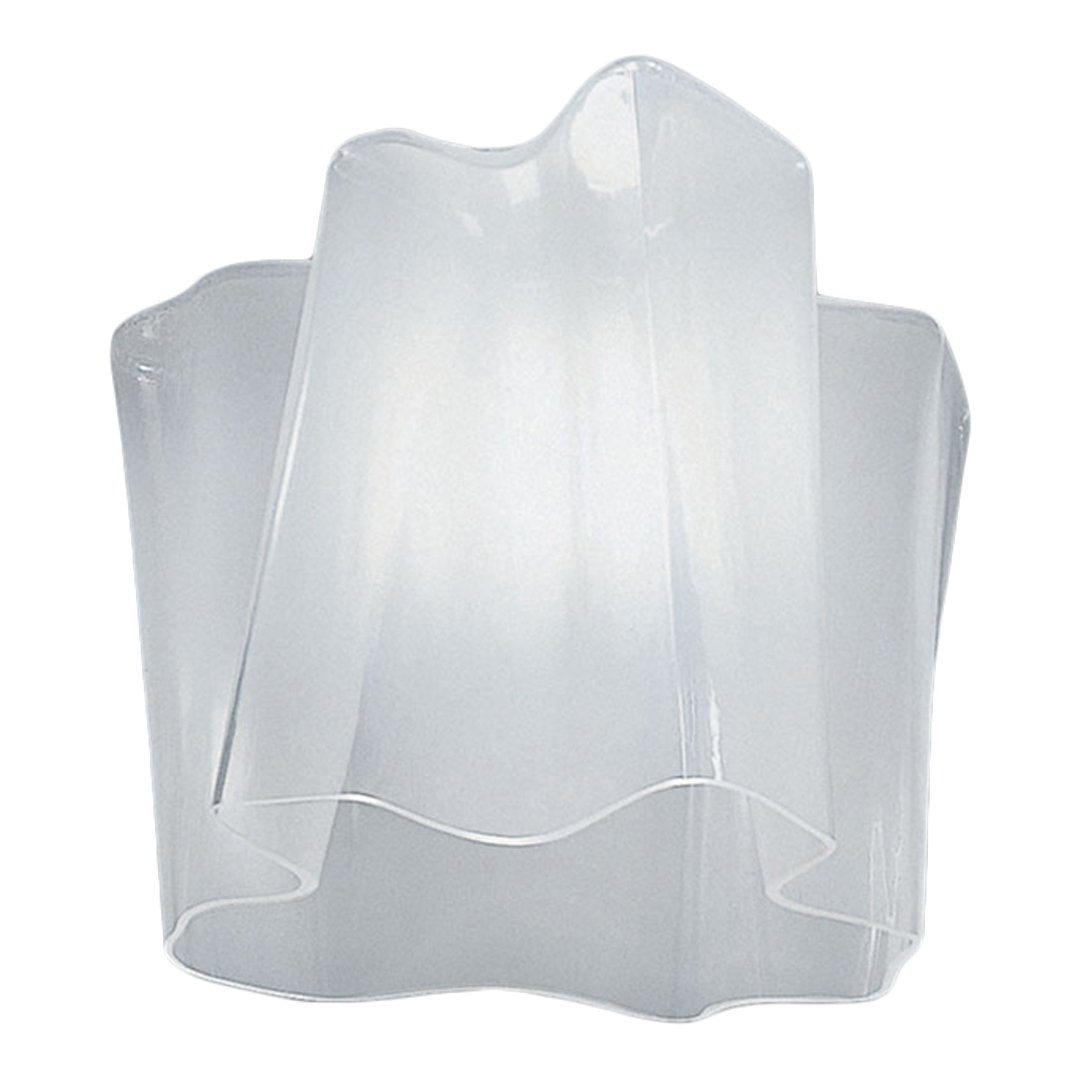 Translucent white lamp with a soft, flowing design and curved edges, creating an elegant and modern look.