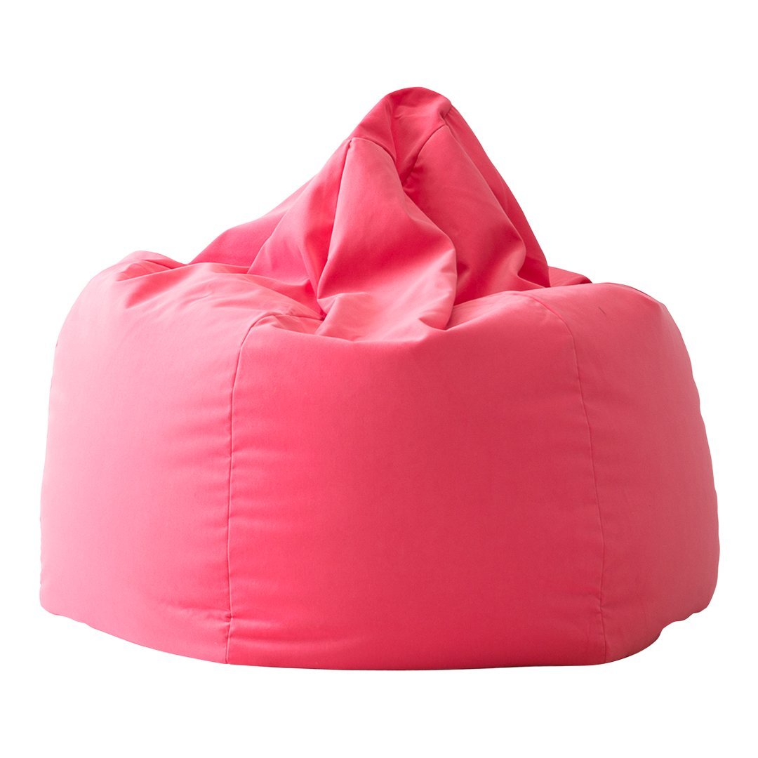 Bright pink bean bag chair with a smooth, textured surface, perfect for vibrant decor.