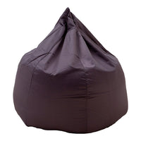 Dark purple bean bag chair with a smooth, solid fabric finish and a pointed top design. Ideal for contemporary decor.