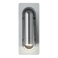 Sleek silver wall light with a brushed metal finish and smooth cylindrical design.