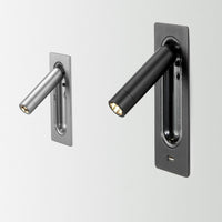 Two modern wall lights in sleek black and silver finishes, featuring minimalist design and geometric patterns.