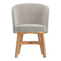 Light gray upholstered chair with a smooth texture and natural wood legs, perfect for modern décor.