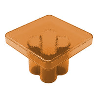 Shiny square orange product with a smooth, reflective surface and rounded edges. Perfect for modern designs.