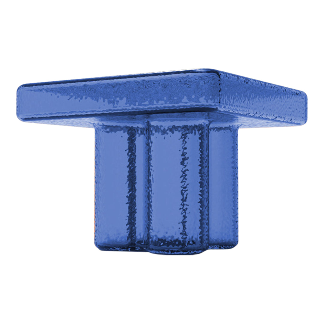 Blue, glossy finish with a geometric pattern; modern design for a sleek look in any setting.
