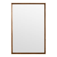 Wood-framed rectangular mirror with a smooth, reflective surface and a natural wood tone.