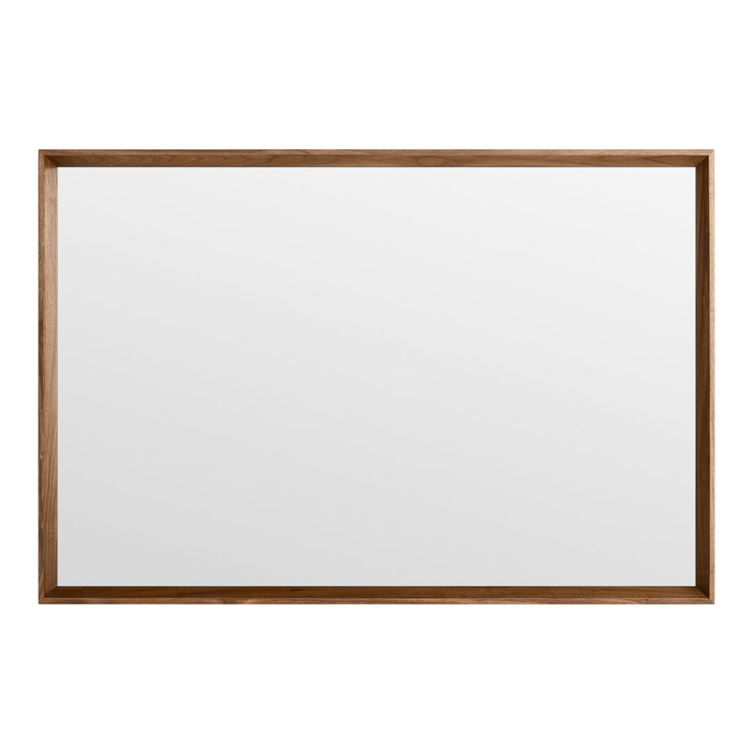 Rectangular mirror with a simple, natural wood frame and a smooth, reflective surface. Perfect for any decor style.