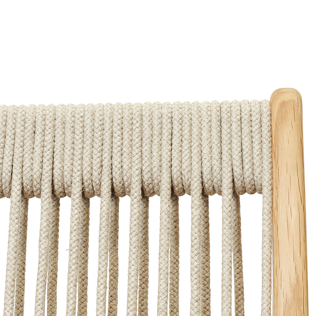 Natural beige woven rope with a light wood accent, showcasing a sleek, modern design. Perfect for minimalist decor.