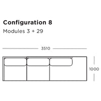 Modern modular sofa in neutral tones with sleek lines, perfect for contemporary decor.