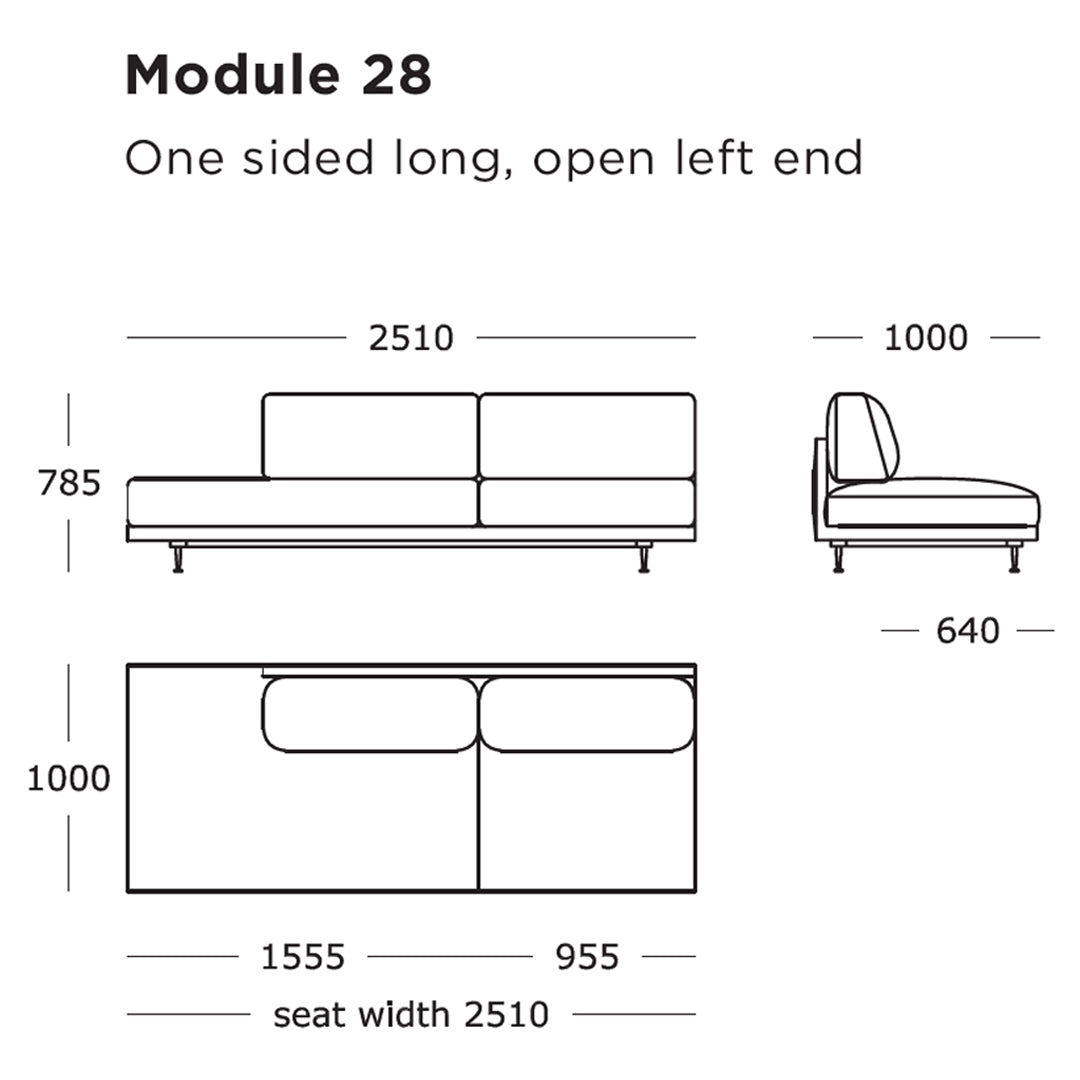 Sleek, modern one-sided sofa in neutral tones with clean lines and a minimalist design. Perfect for contemporary spaces.