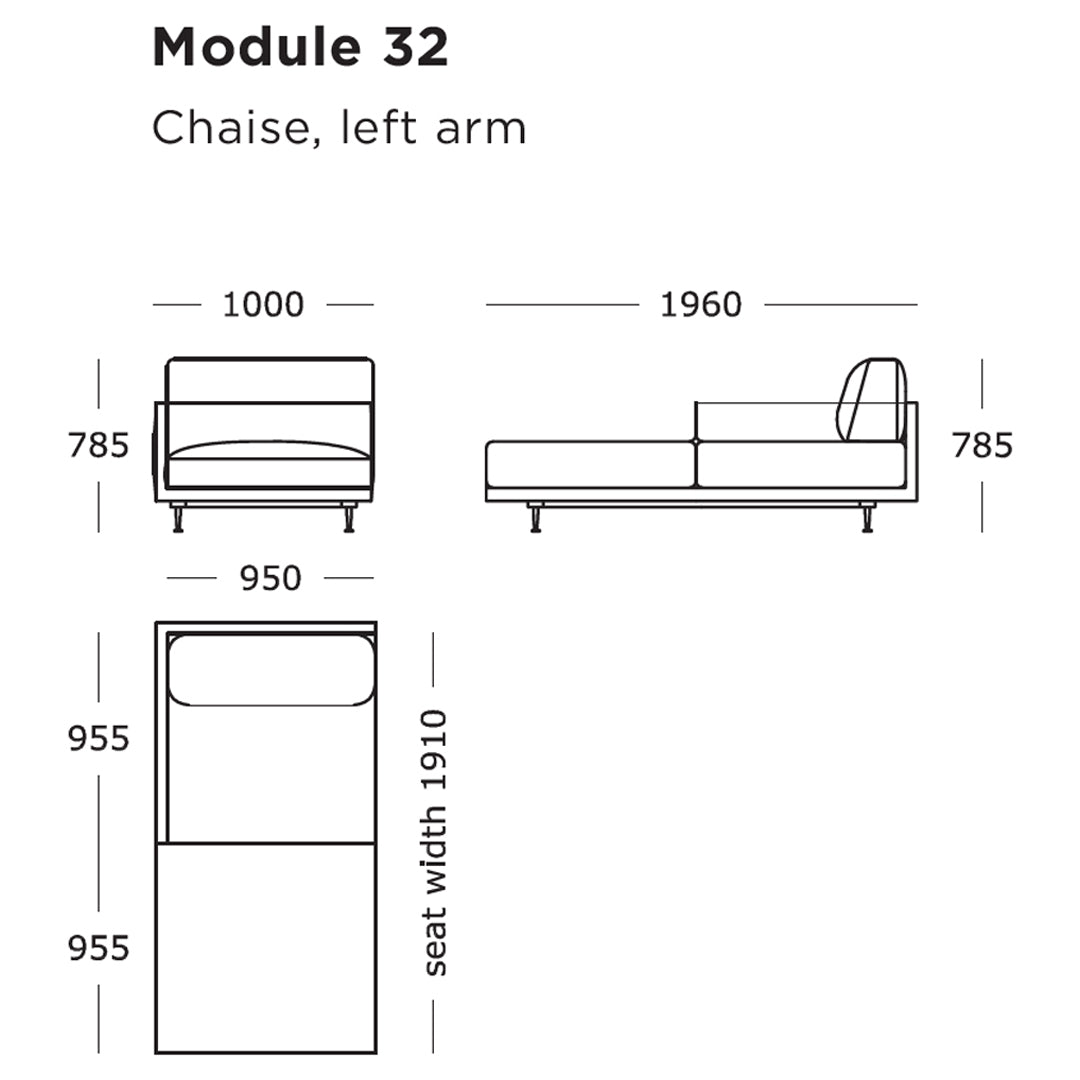 "Stylish left-arm chaise in a modern solid color with sleek lines, perfect for contemporary decor."