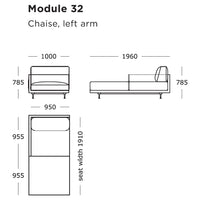 "Stylish left-arm chaise in a modern solid color with sleek lines, perfect for contemporary decor."