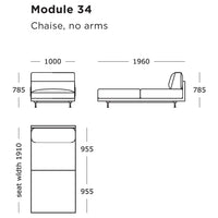 Sleek modular chaise design in a neutral color palette with clean lines and subtle geometric patterns.