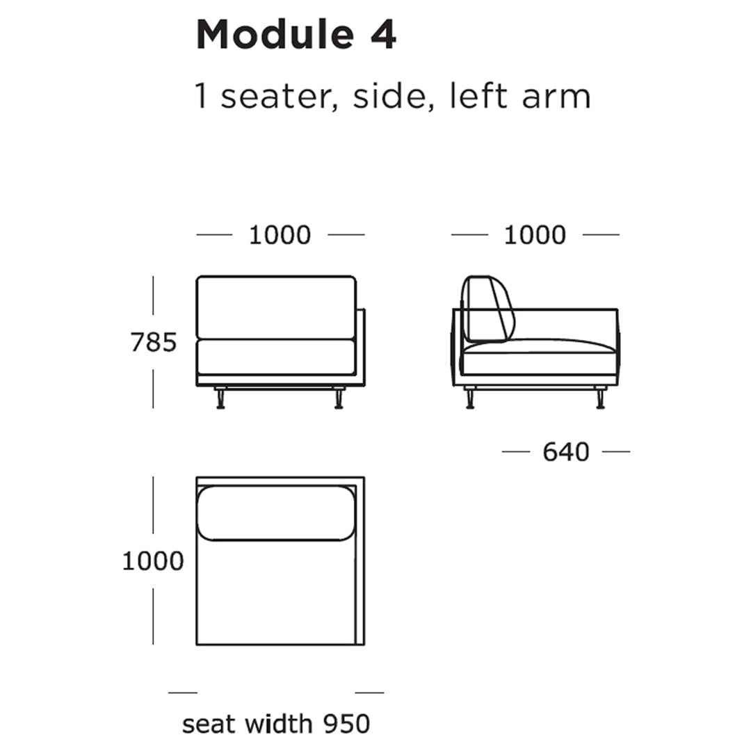 Sleek modular sofa design featuring a neutral color palette with clean lines and minimalistic patterns.