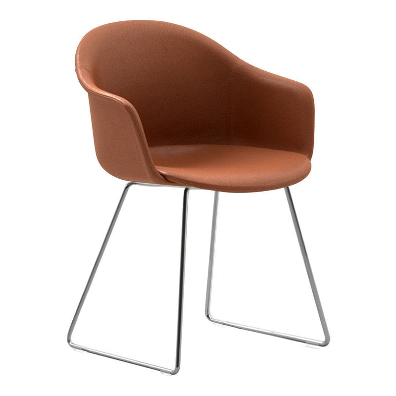 Mani Armshell Armchair - Chrome Sled Base - Upholstered