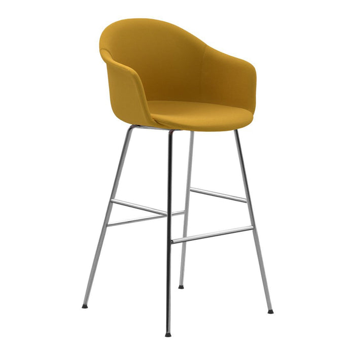 Mani Armshell Bar Stool - Chrome Frame - Upholstered