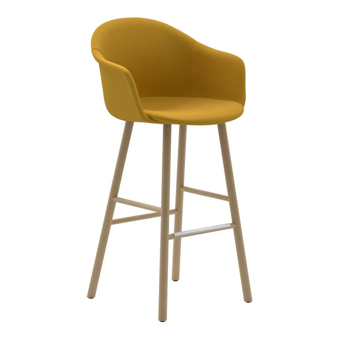 Mani Armshell Bar Stool - Wood Frame - Upholstered