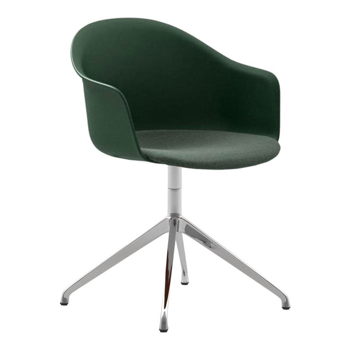 Mani Plastic Armshell Armchair - Polished Aluminum Spider Base - Seat Upholstered