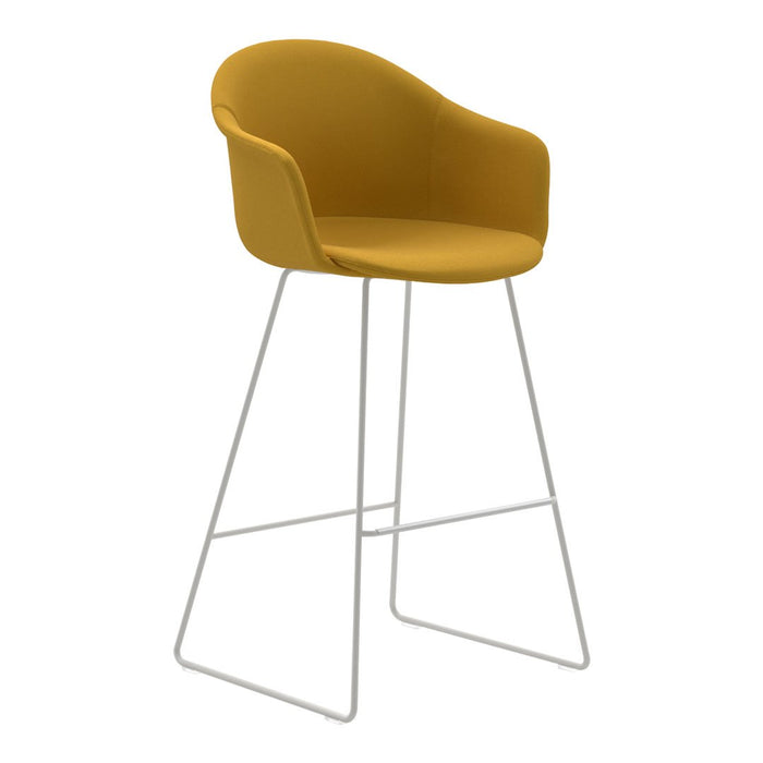 Mani Armshell Bar Stool - Sled Base - Upholstered