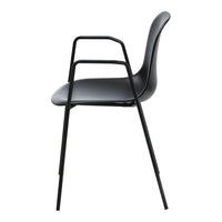 Black and gray armchair with a sleek, modern design and a smooth silhouette. Perfect for contemporary spaces.