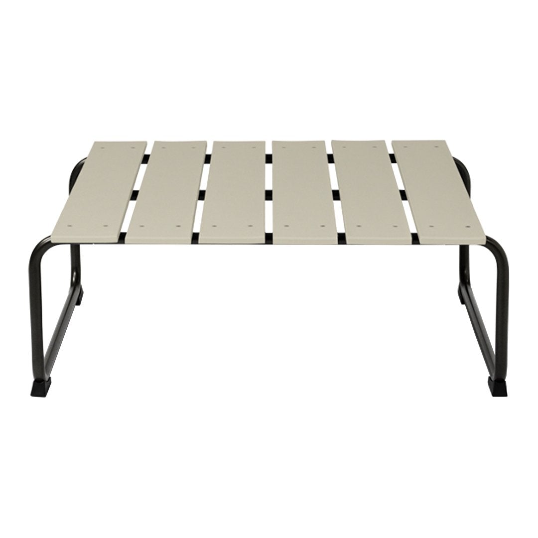 Light beige slatted top on a black metal frame, offering a minimalist and modern design. Perfect for versatile decor.
