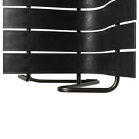 Black wavy metal design with curved slats and a sleek base, perfect for modern decor.