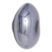 Shiny silver oval decor with a smooth, reflective surface and subtle curves, perfect for modern interiors.