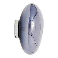 Sleek oval design in reflective silver with subtle hints of blue, featuring a smooth glossy finish.