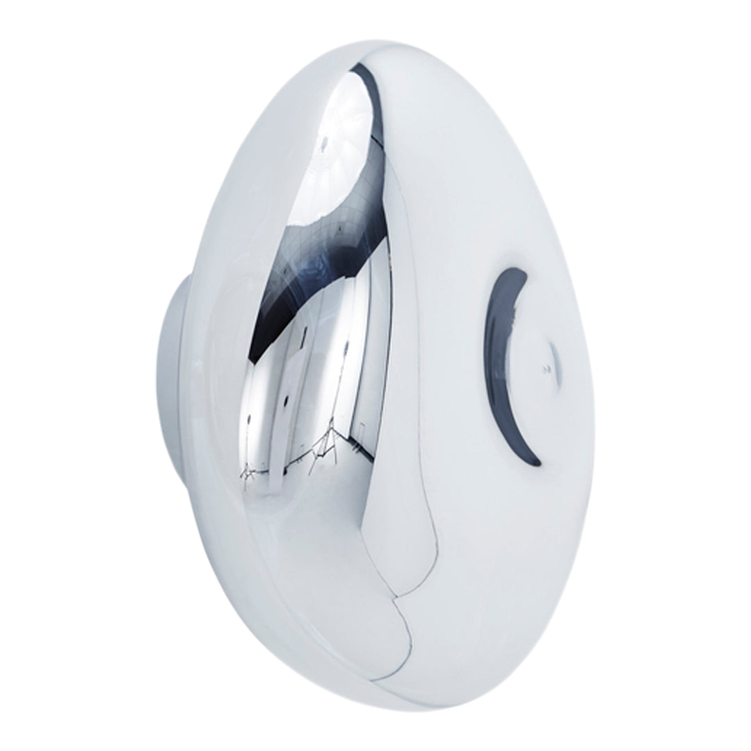 Glossy white surface with sleek, modern design; curved shape and minimalistic detailing for a contemporary look.